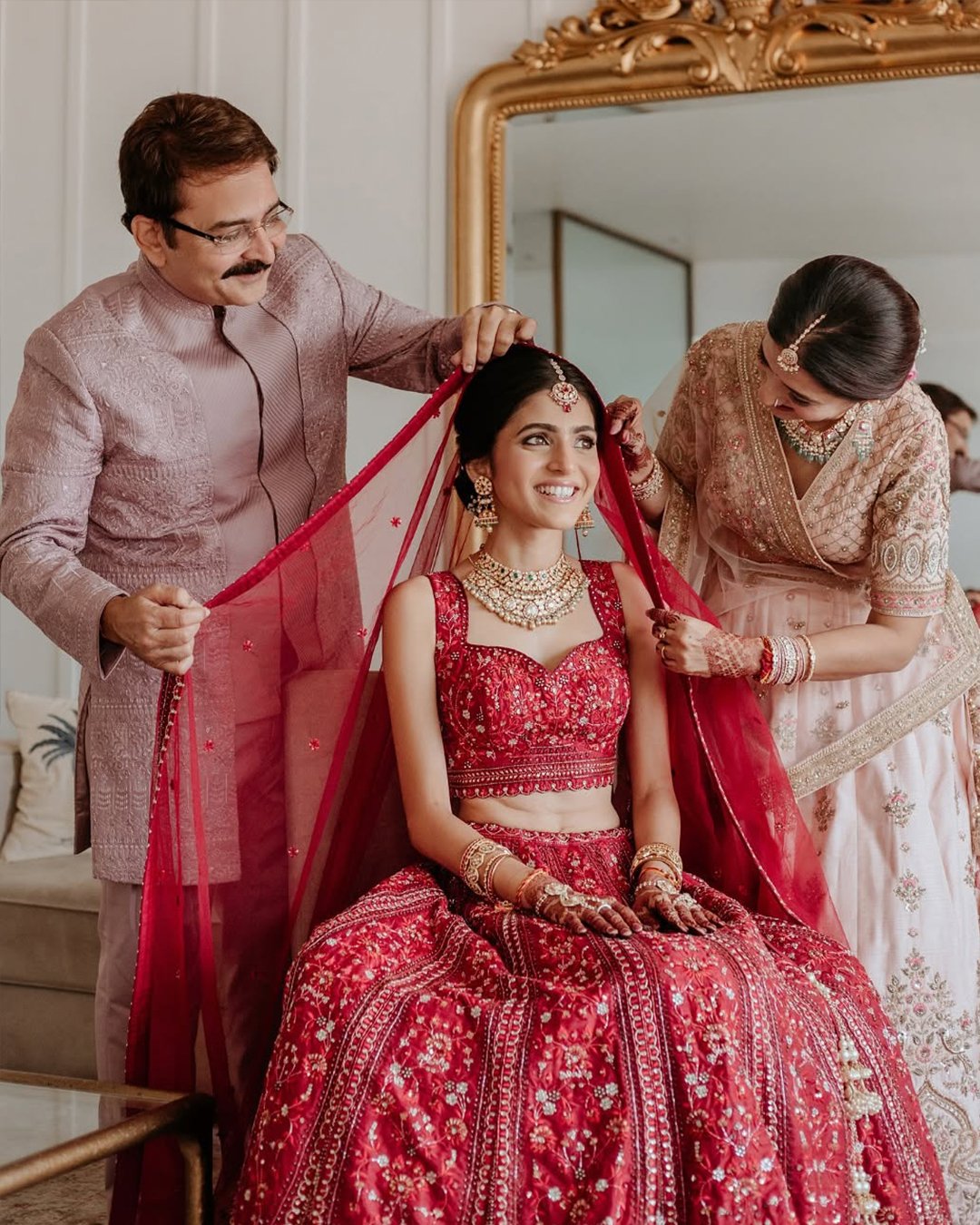 Couple portrait in yellow mehendi outfits